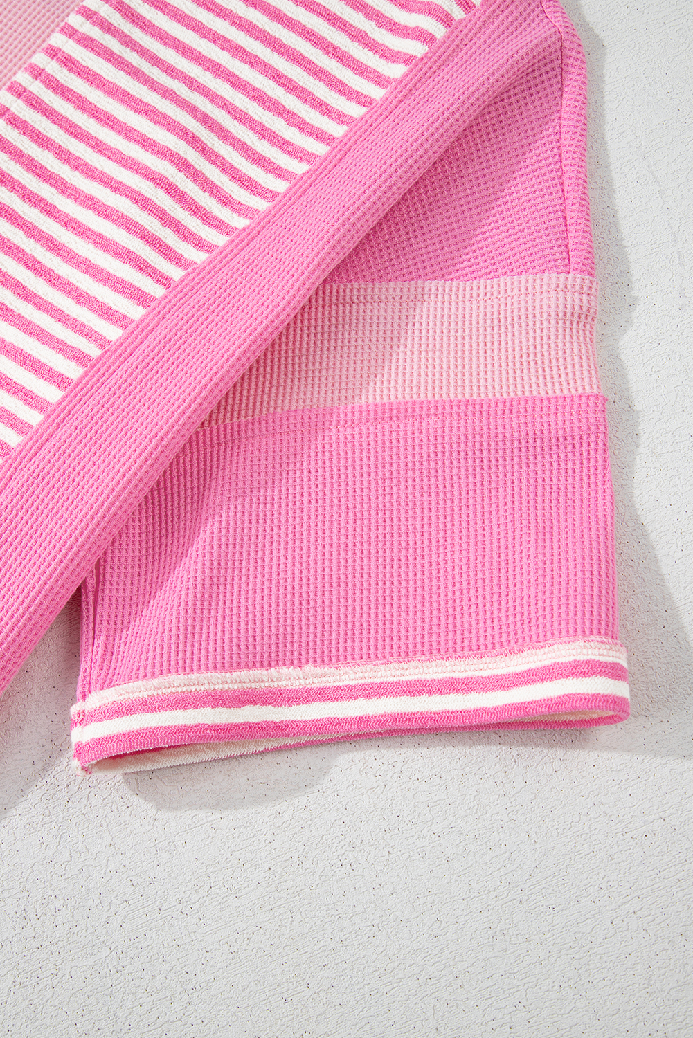 Plus Size Pink Stripe Patchwork Colorblock  T Shirt