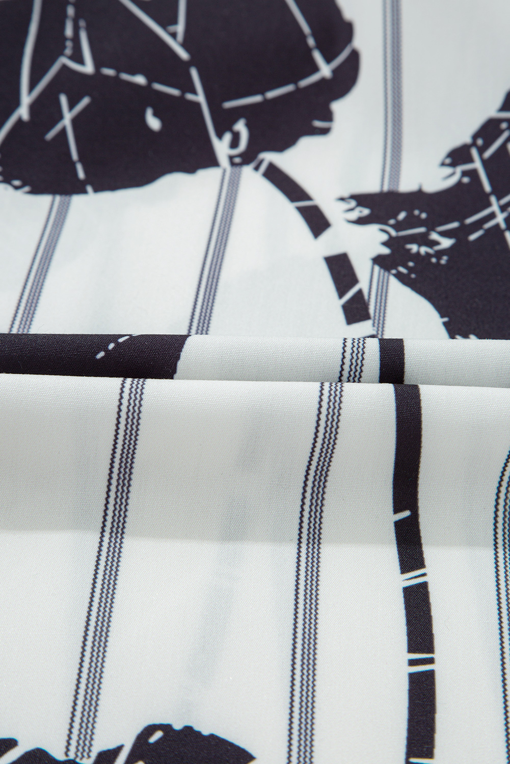 Plus Size Black  Floral 3/4 Puff Sleeve Lace-up Neck Mini Dress