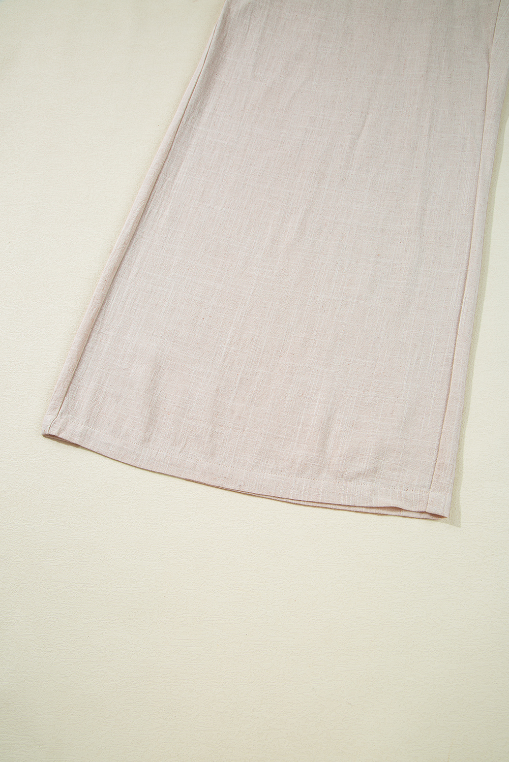 Plus Size Beige Smocked High Waist Wide Leg  Pants