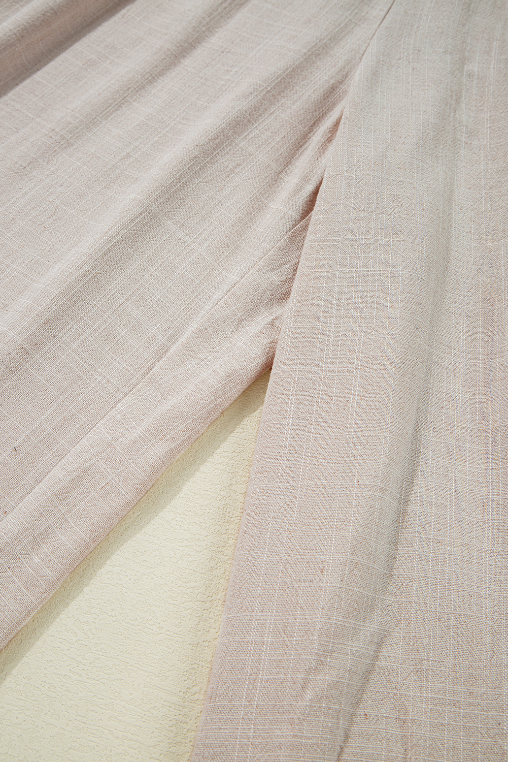 Plus Size Beige Smocked High Waist Wide Leg  Pants