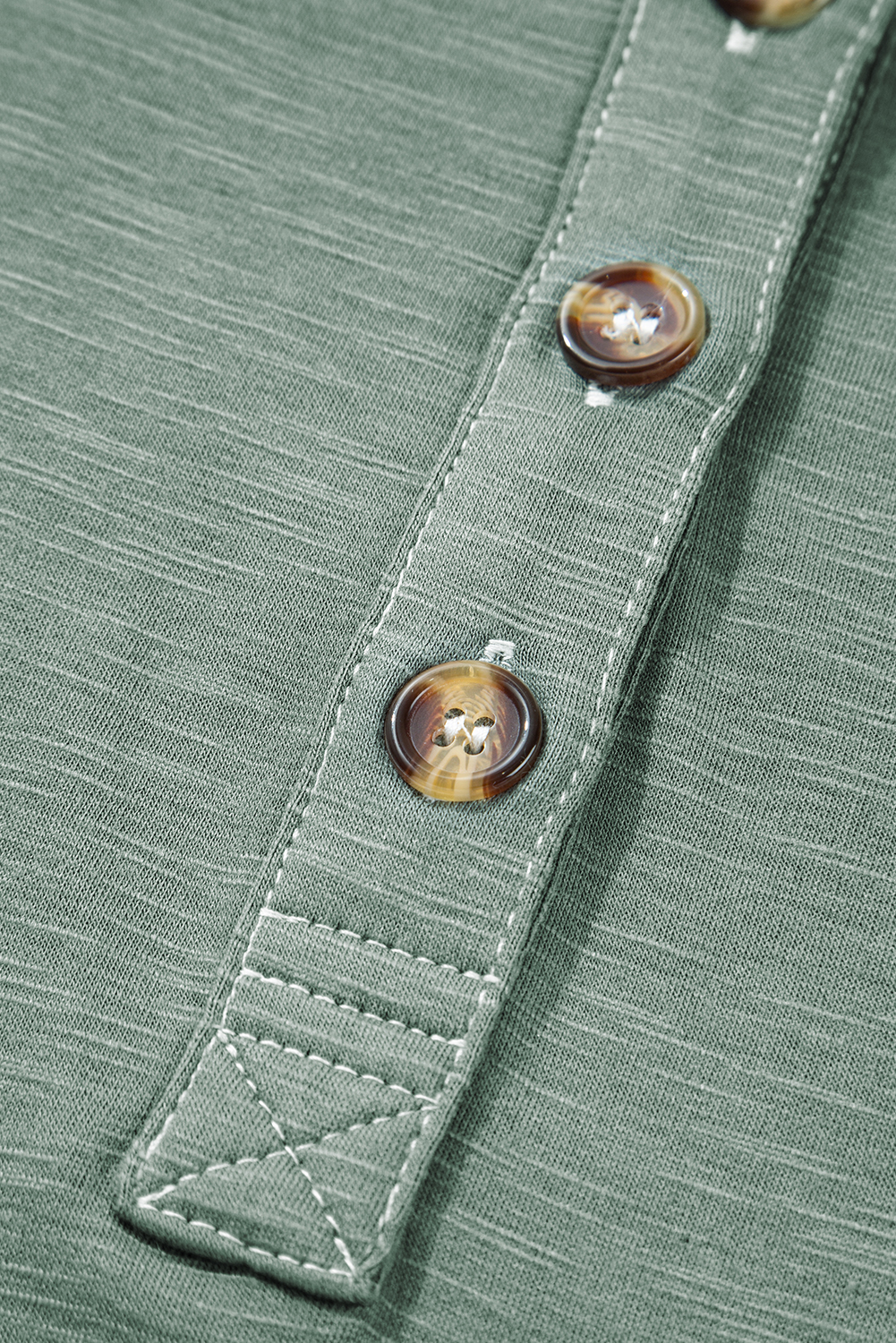 Plus Size Seagrass  Exposed Seam Drop Shoulder Henley Top