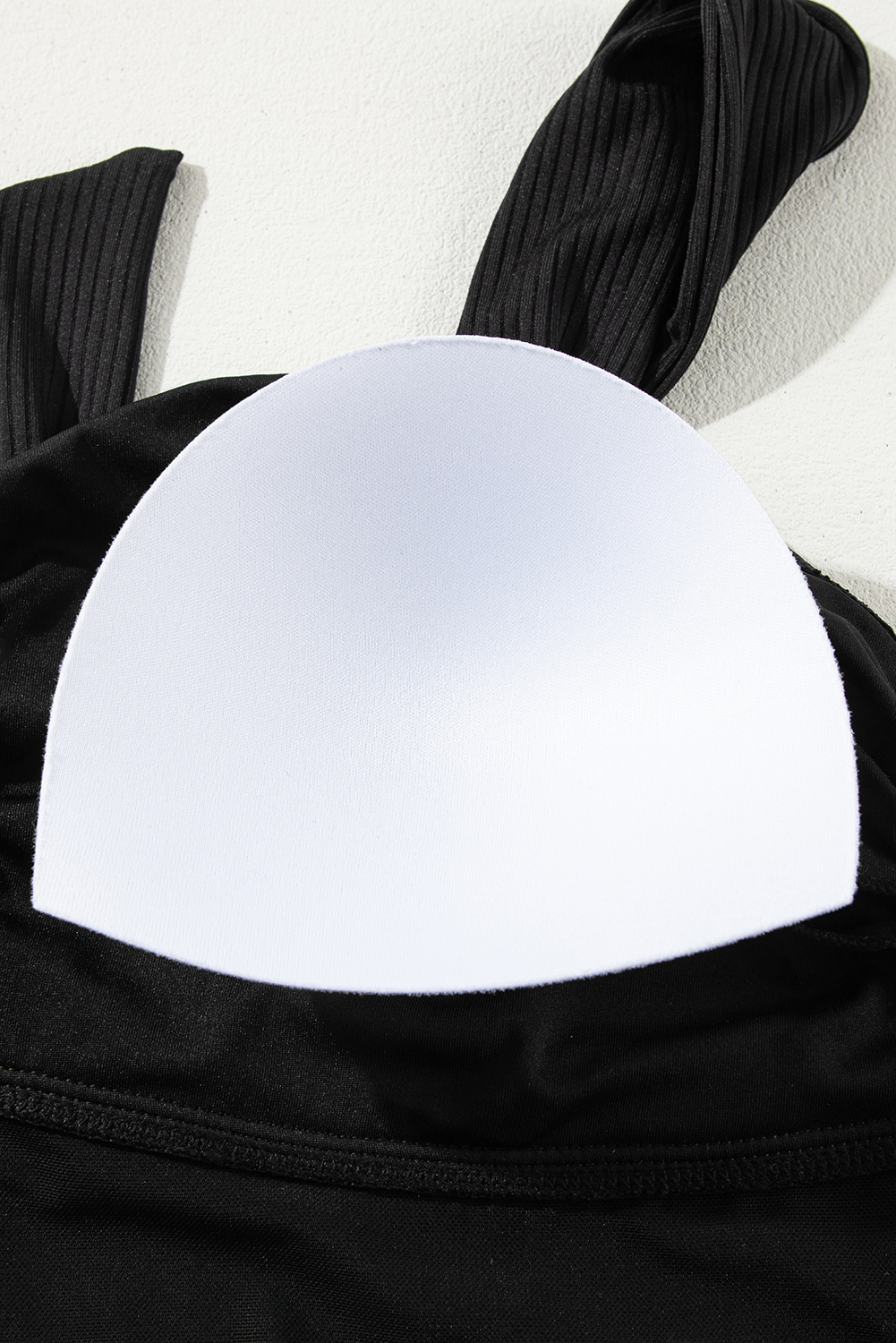 Plus Size Black  Textured Knotted Ruffled Trim One Piece Swimwear