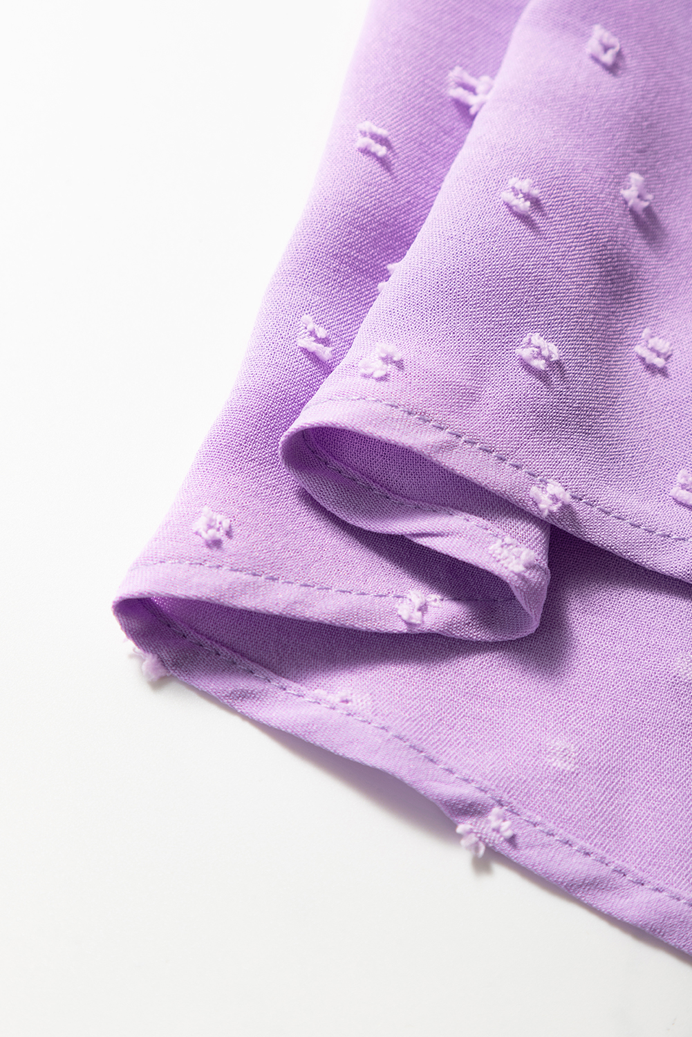 Plus Size Wisteria Swiss Dot Smocked Frilled Neckline Short Sleeve  Dress