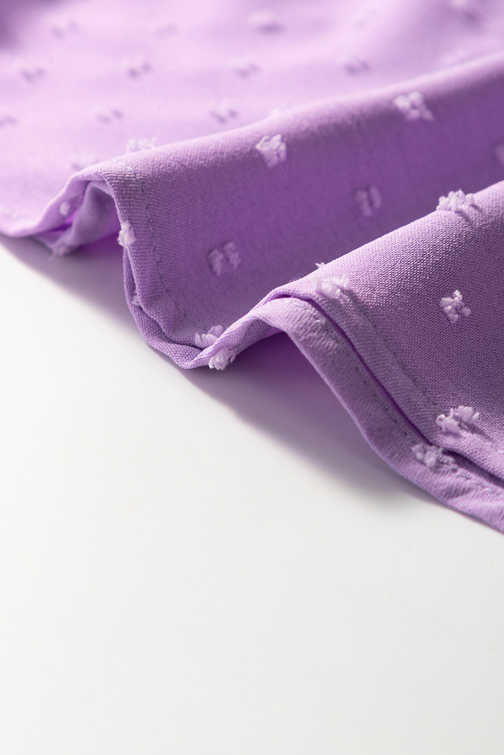 Plus Size Wisteria Swiss Dot Smocked Frilled Neckline Short Sleeve  Dress