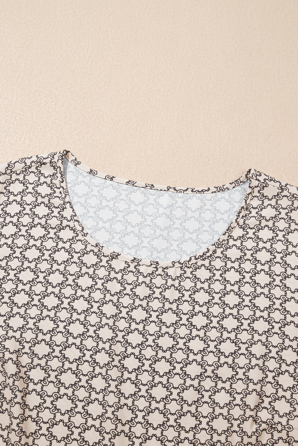 Plus Size Khaki  Geometric Print Ruffled Sleeve Blouse