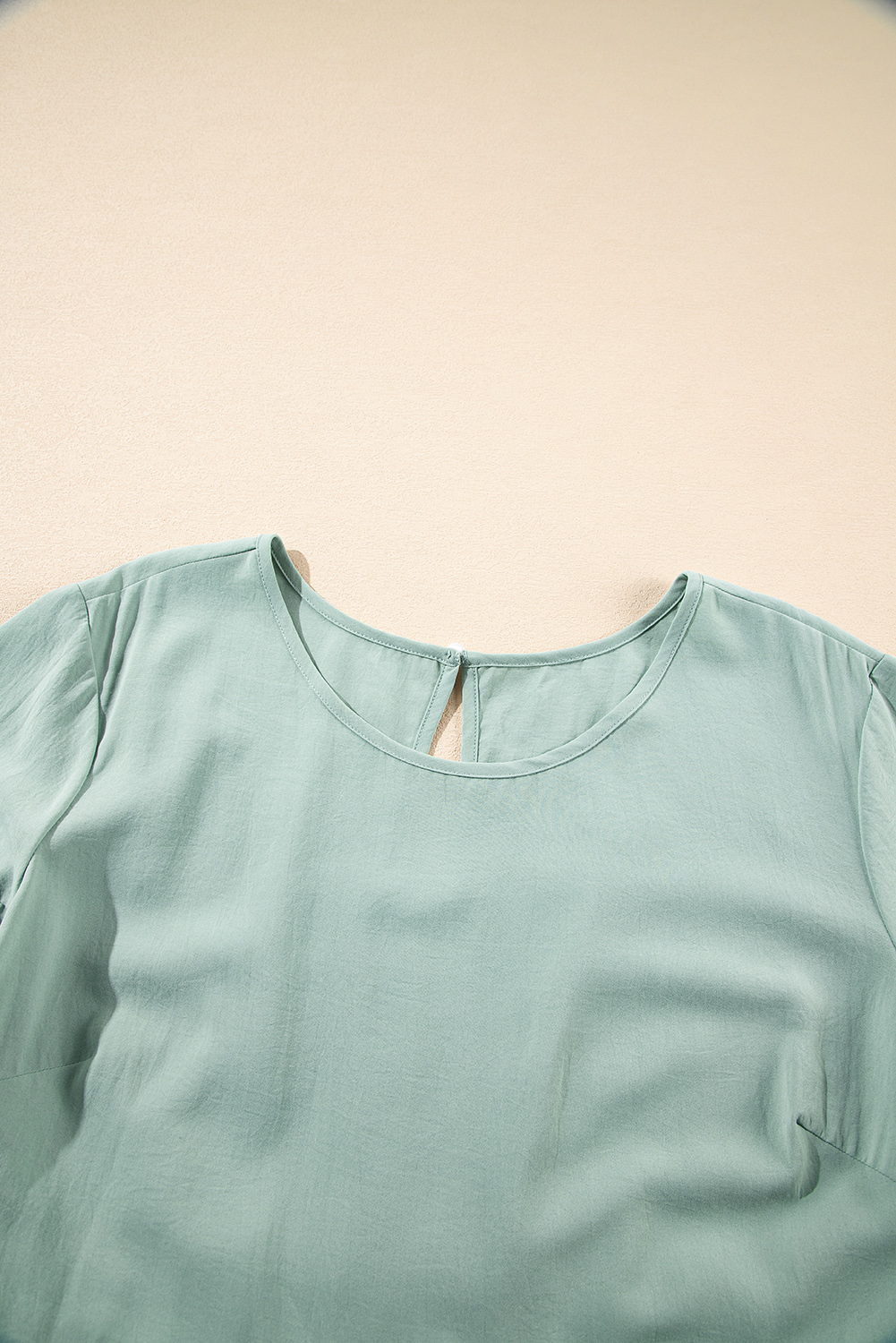 Plus Size Grass Green Ruffle Trim Short Sleeve  Flared Mini Dress