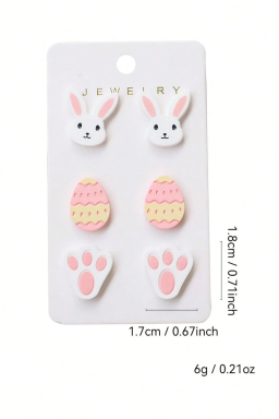 Pink Happy Easter Day Cute Earrings