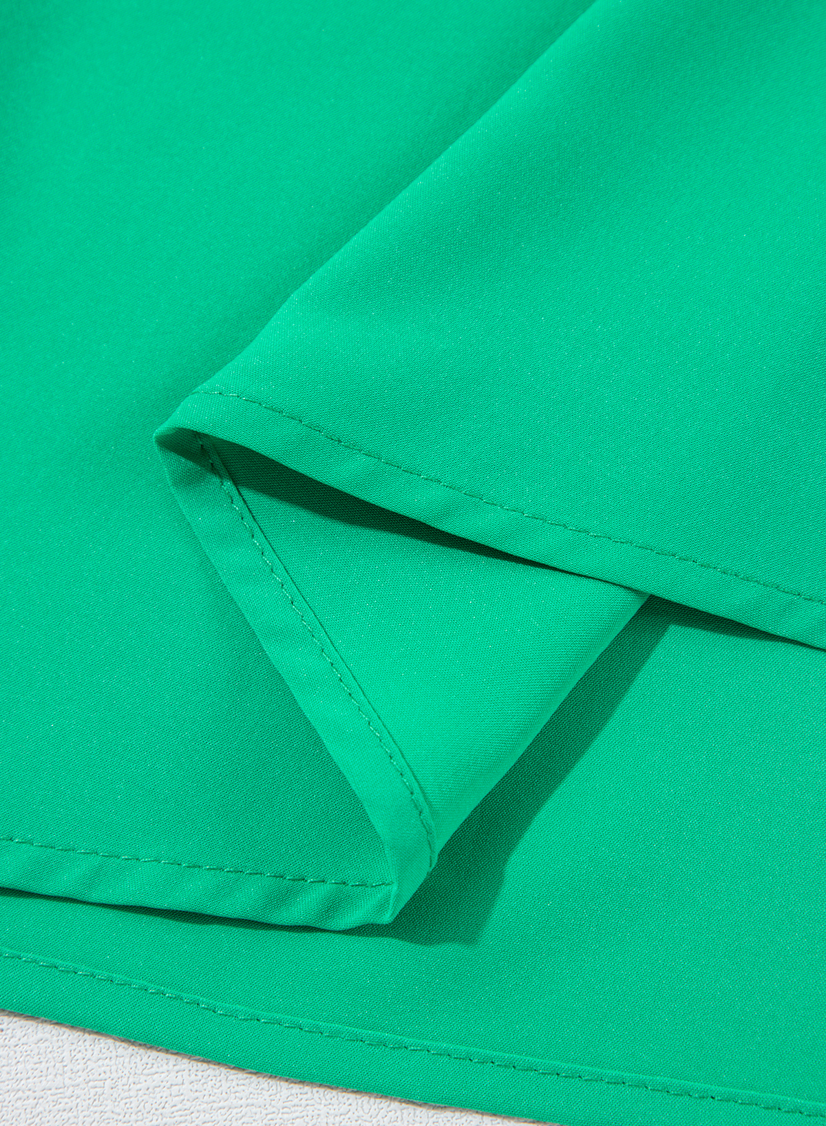 Plus Size Bright Green Ruched Front Puff Sleeve  Long Dress