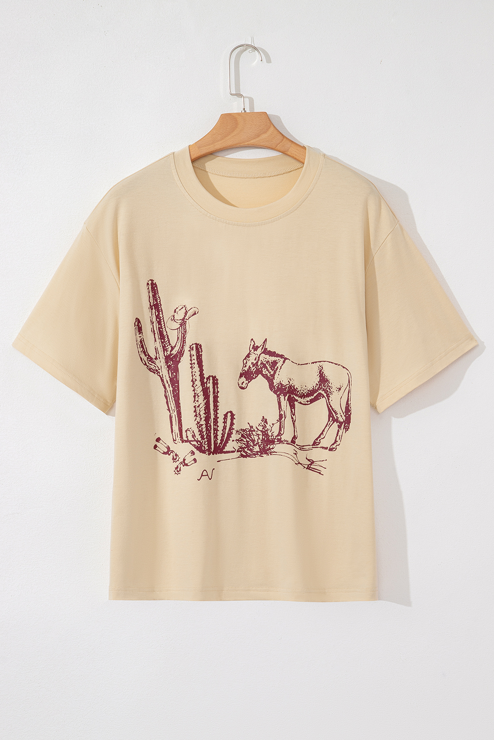 Plus Parchment  Western Burro Cactus Crew Neck Graphic Tee