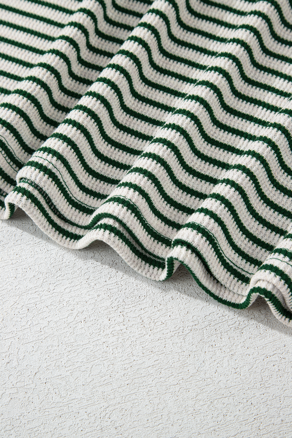 Plus Size Green Stripe Trimmed Round Neck  Boxy Fit T-shirt