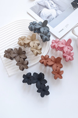 Pink 3D Flower Plastic Resin Hair Claw (Slight Color Variations)