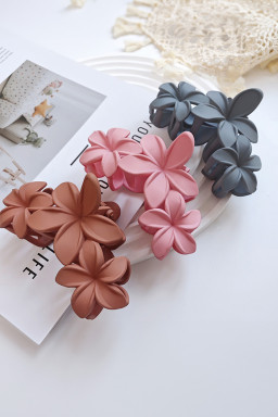 Pink 3D Flower Plastic Resin Hair Claw (Slight Color Variations)
