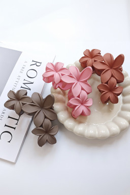 Pink 3D Flower Plastic Resin Hair Claw (Slight Color Variations)