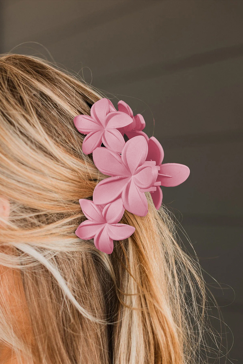 Pink 3D Flower Plastic Resin Hair Claw (Slight Color Variations)