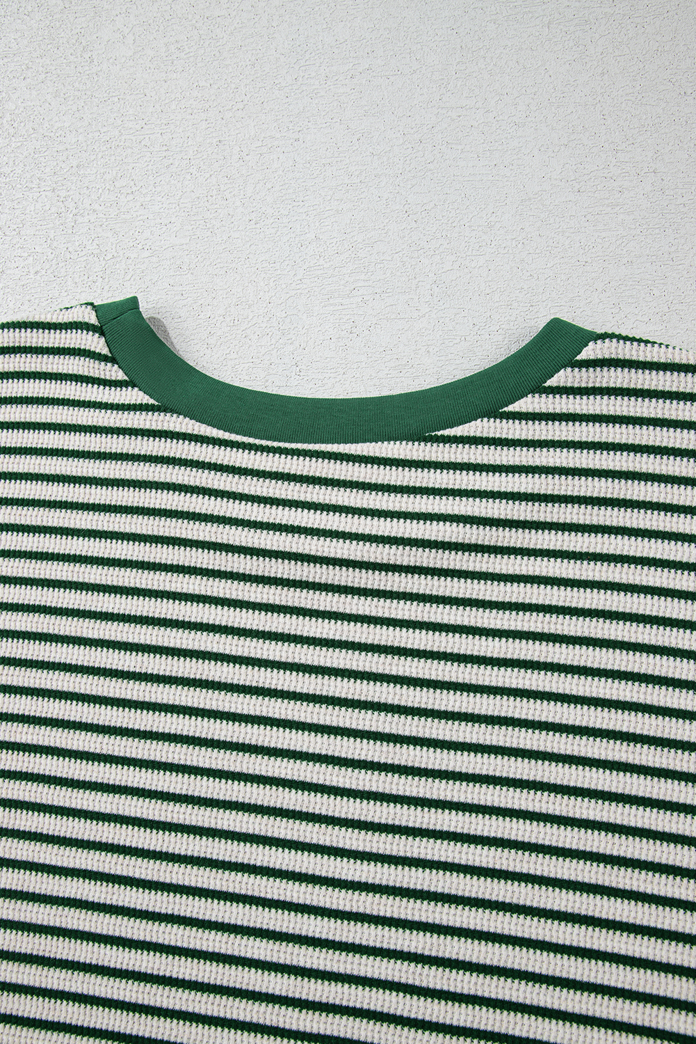 Plus Size Green Stripe Trimmed Round Neck  Boxy Fit T-shirt