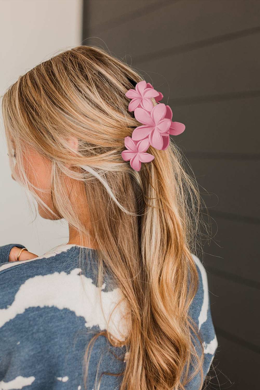 Pink 3D Flower Plastic Resin Hair Claw (Slight Color Variations)