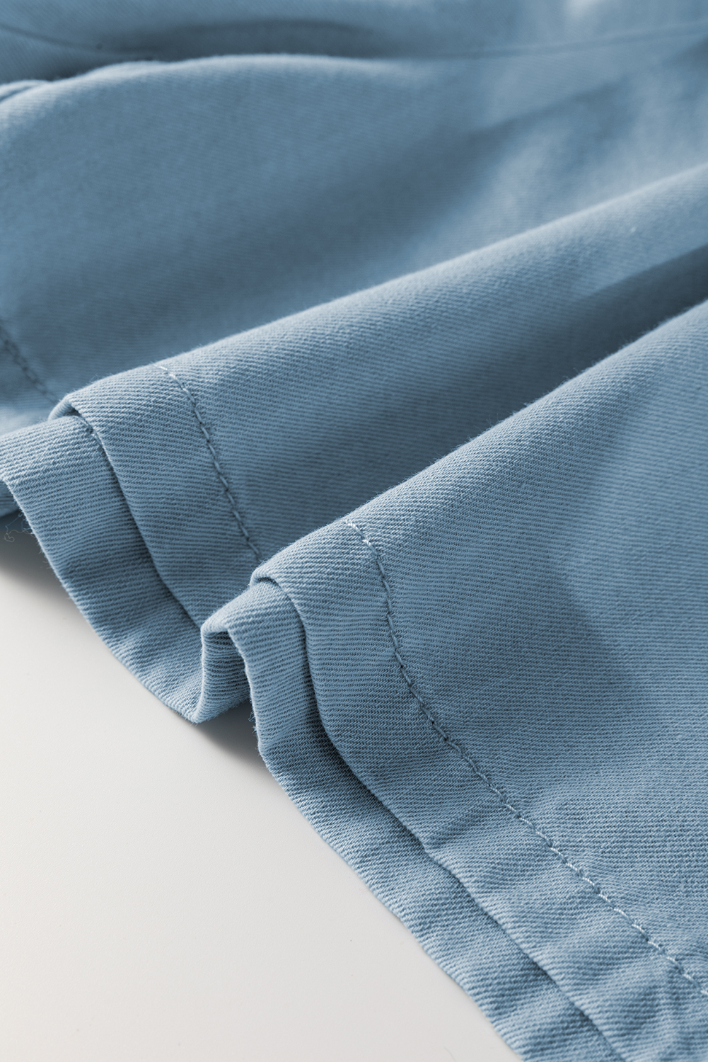 Plus Size Beau Blue Washed Chambray Drawstring Elastic Waist  Shorts