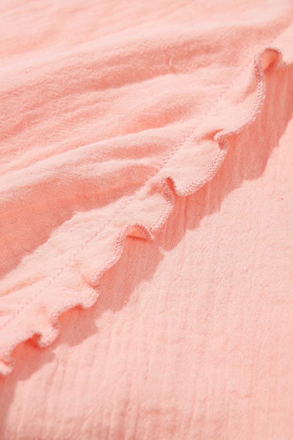 Plus Size Apricot Pink  Textured Wide Short Sleeve Babydoll Blouse