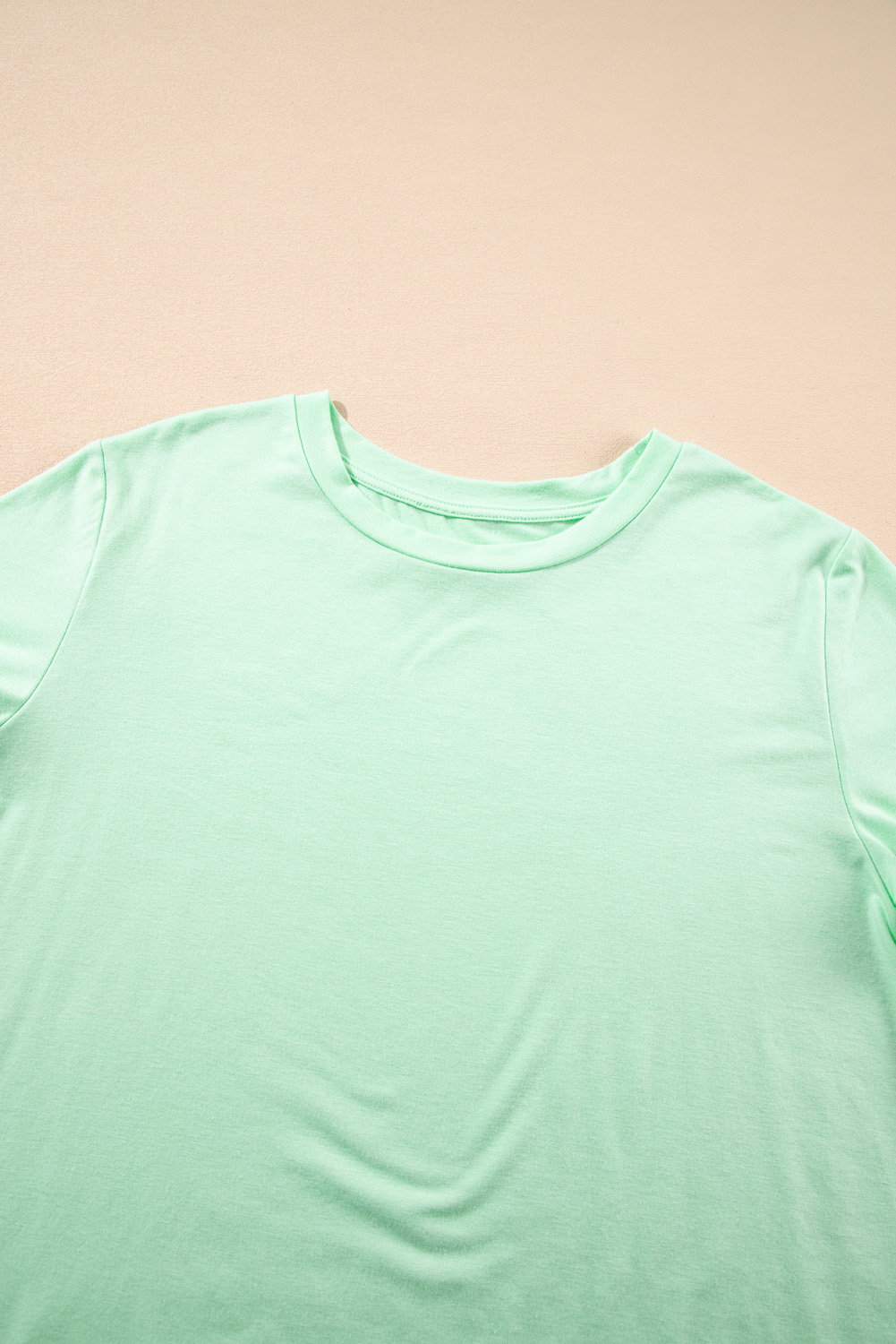 Plus Size Iceland Blue Round Neck Rolled Sleeve  T-shirt