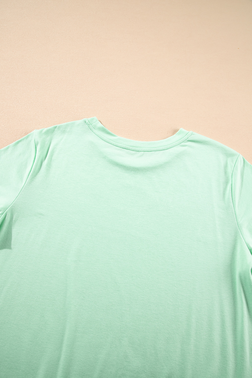 Plus Size Iceland Blue Round Neck Rolled Sleeve  T-shirt