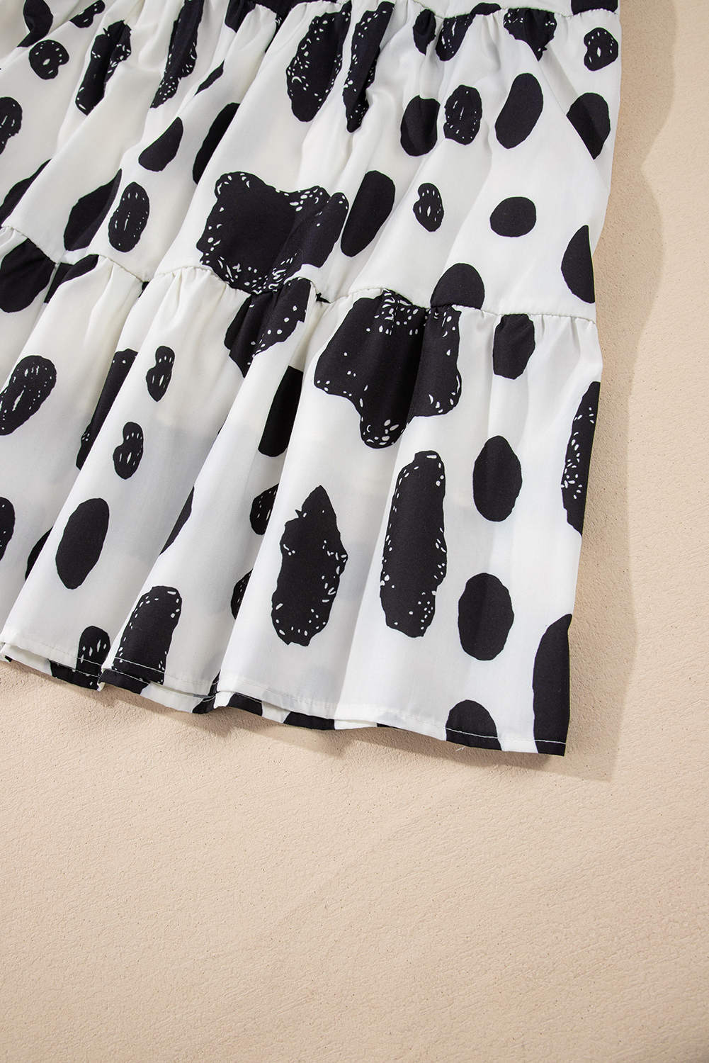 Plus Size White Polka Dot Print Ruffled Sleeve Pocketed  Midi Dress