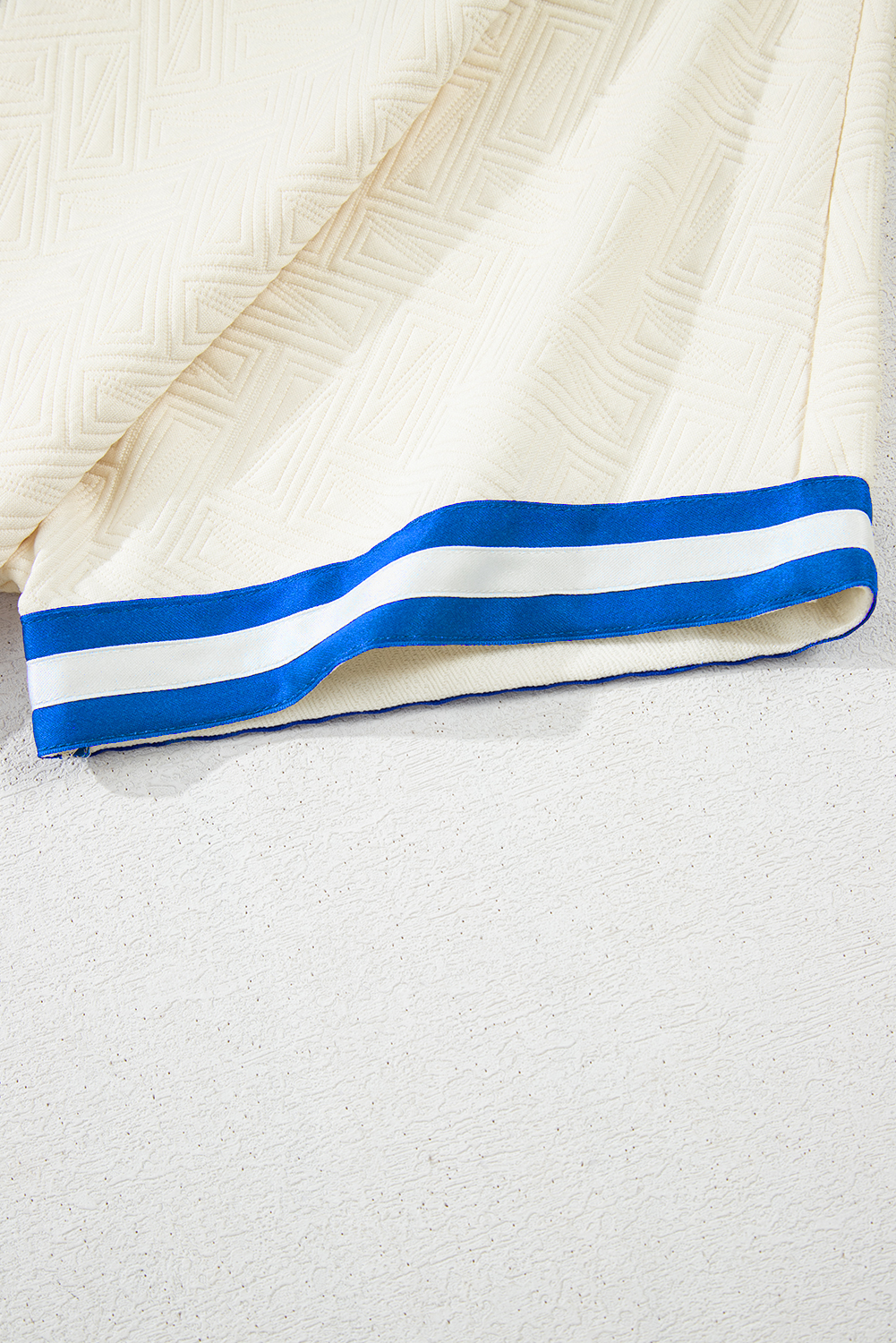 Plus Size White Varsity Half Zip Textured  Top