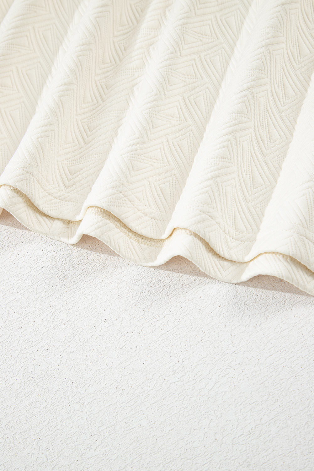 Plus Size White Varsity Half Zip Textured  Top