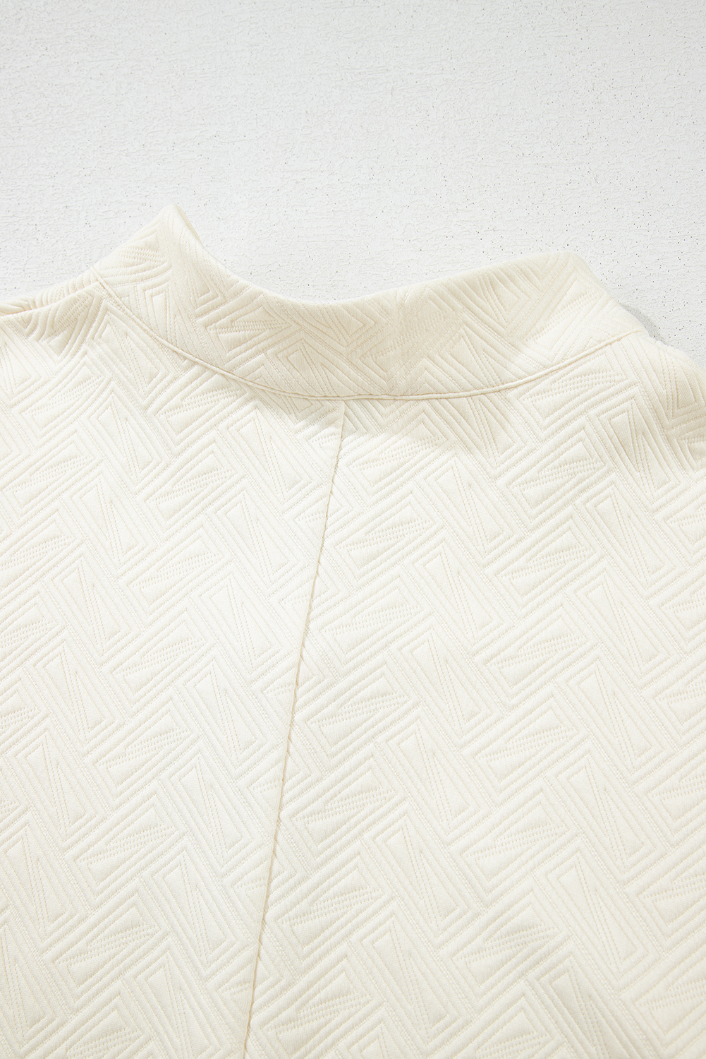 Plus Size White Varsity Half Zip Textured  Top