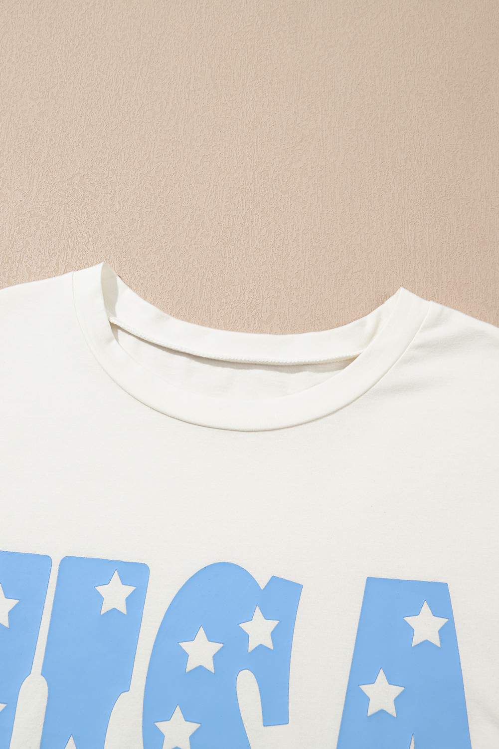 Plus Size Sky Blue USA Graphic Crewneck  Patriotic Tee