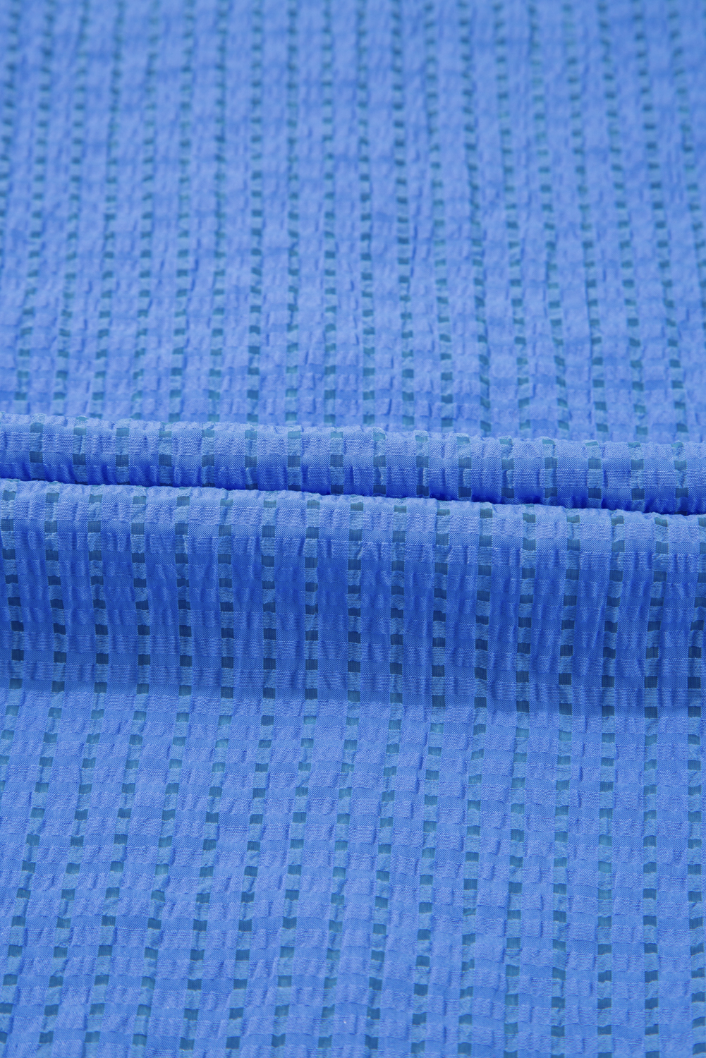 Plus Size Sky Blue  Floral Embroidered Puff Sleeve Gingham Mini Dress