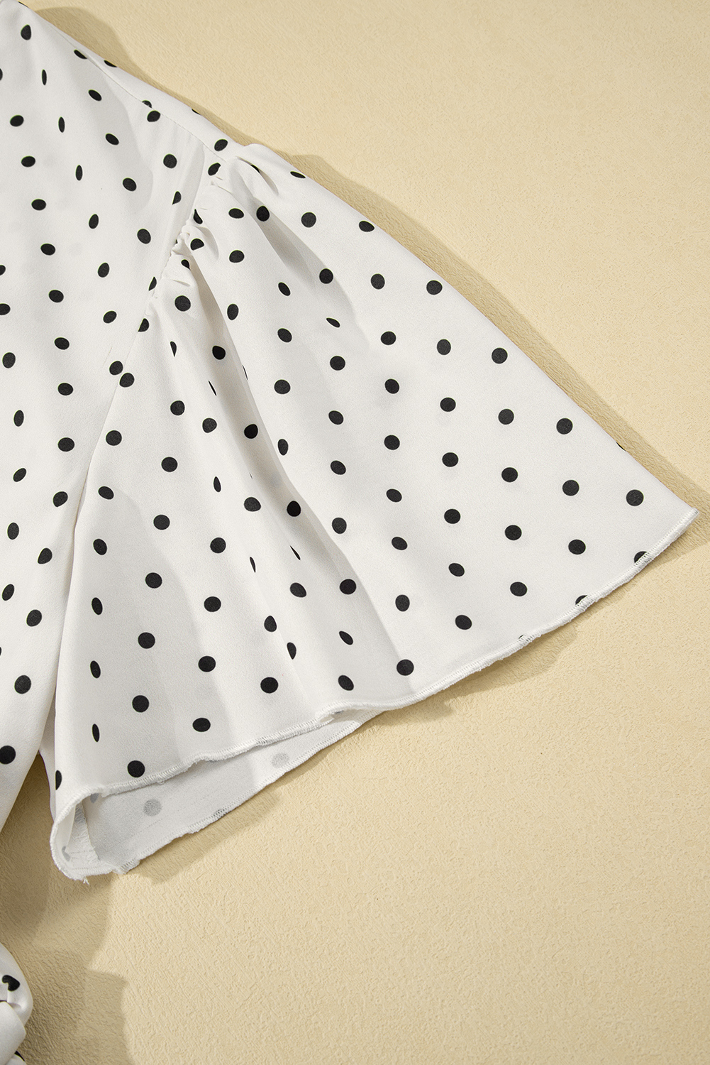 Plus Size Khaki Polka Dot Surplice V Neck Tied Waist Flutter Sleeve Flowy  Midi Dress