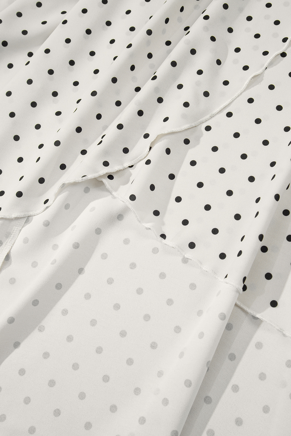 Plus Size Khaki Polka Dot Surplice V Neck Tied Waist Flutter Sleeve Flowy  Midi Dress