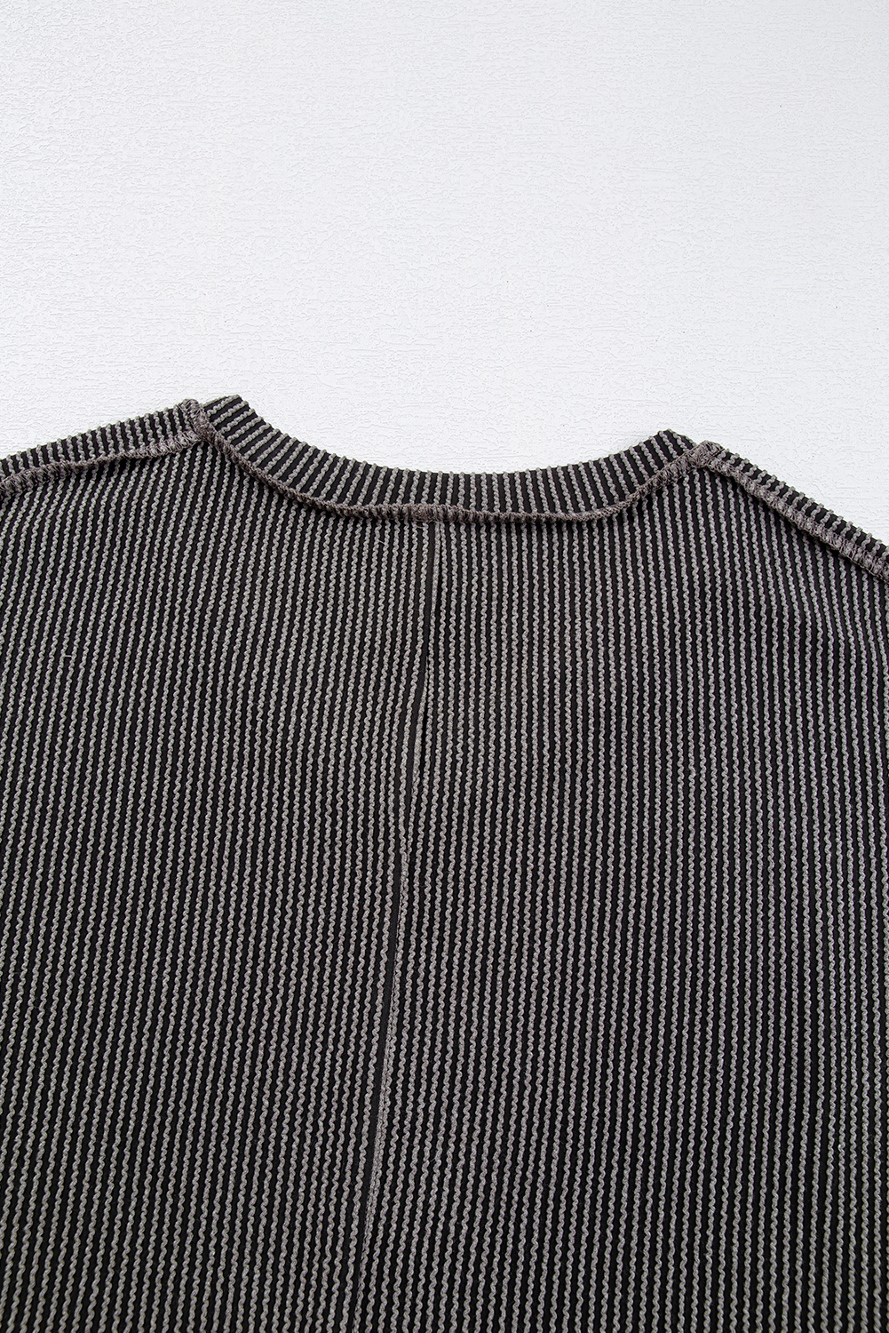 Plus Size Carbon Grey Corded V Neck  T Shirt Dress with Pockets