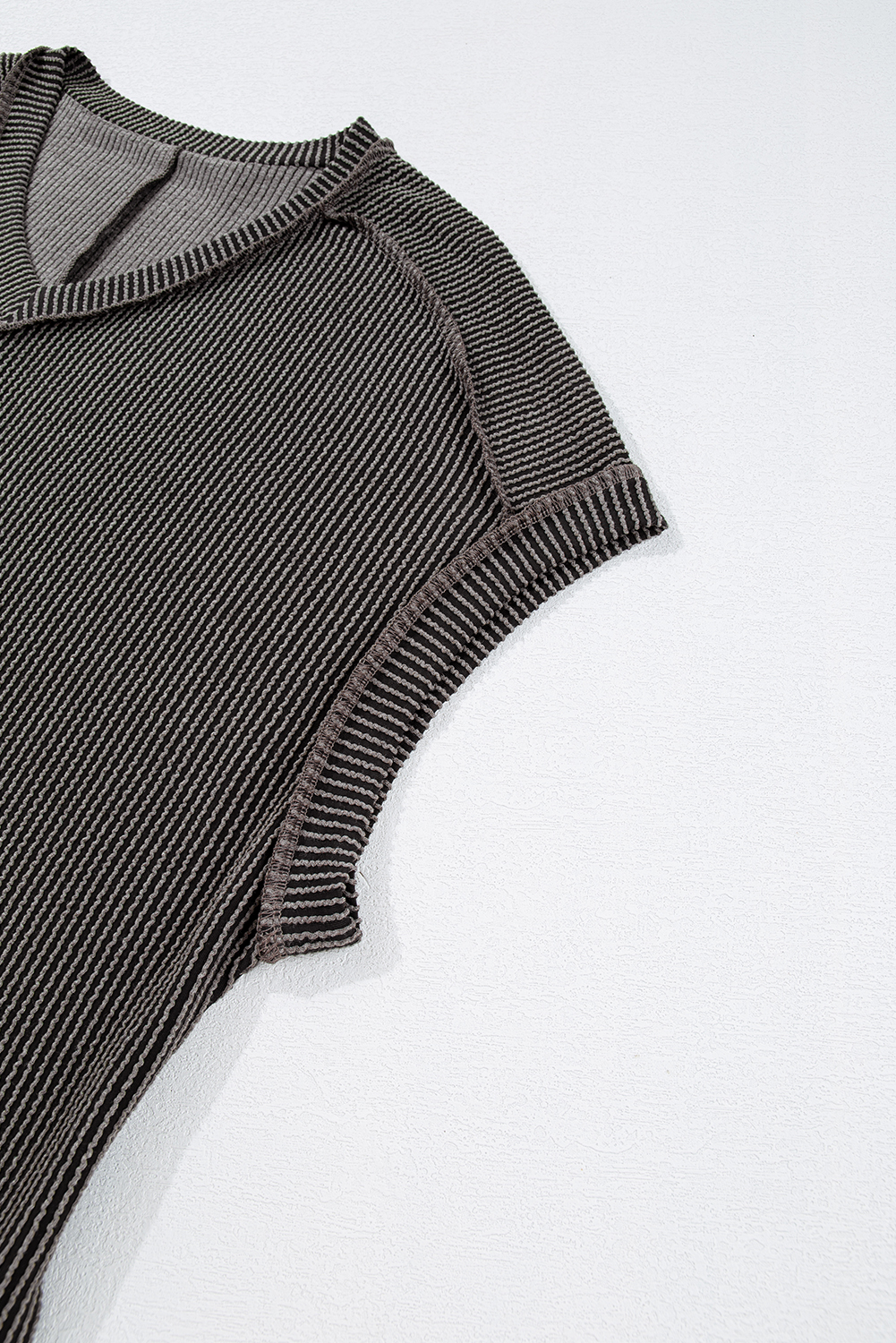 Plus Size Carbon Grey Corded V Neck  T Shirt Dress with Pockets