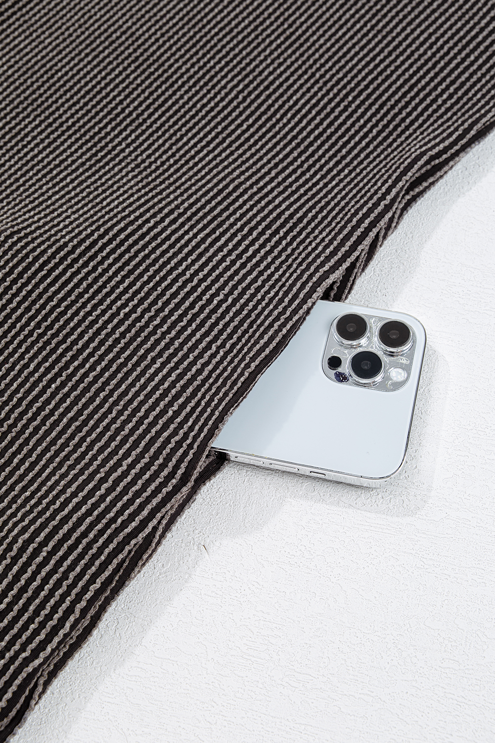 Plus Size Carbon Grey Corded V Neck  T Shirt Dress with Pockets