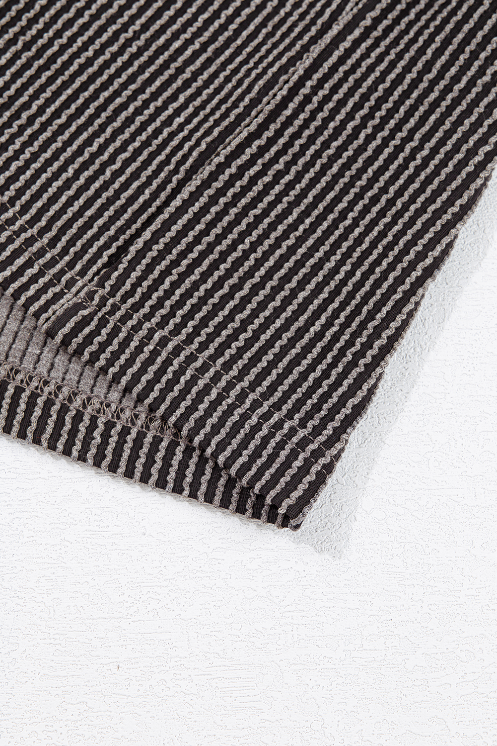 Plus Size Carbon Grey Corded V Neck  T Shirt Dress with Pockets