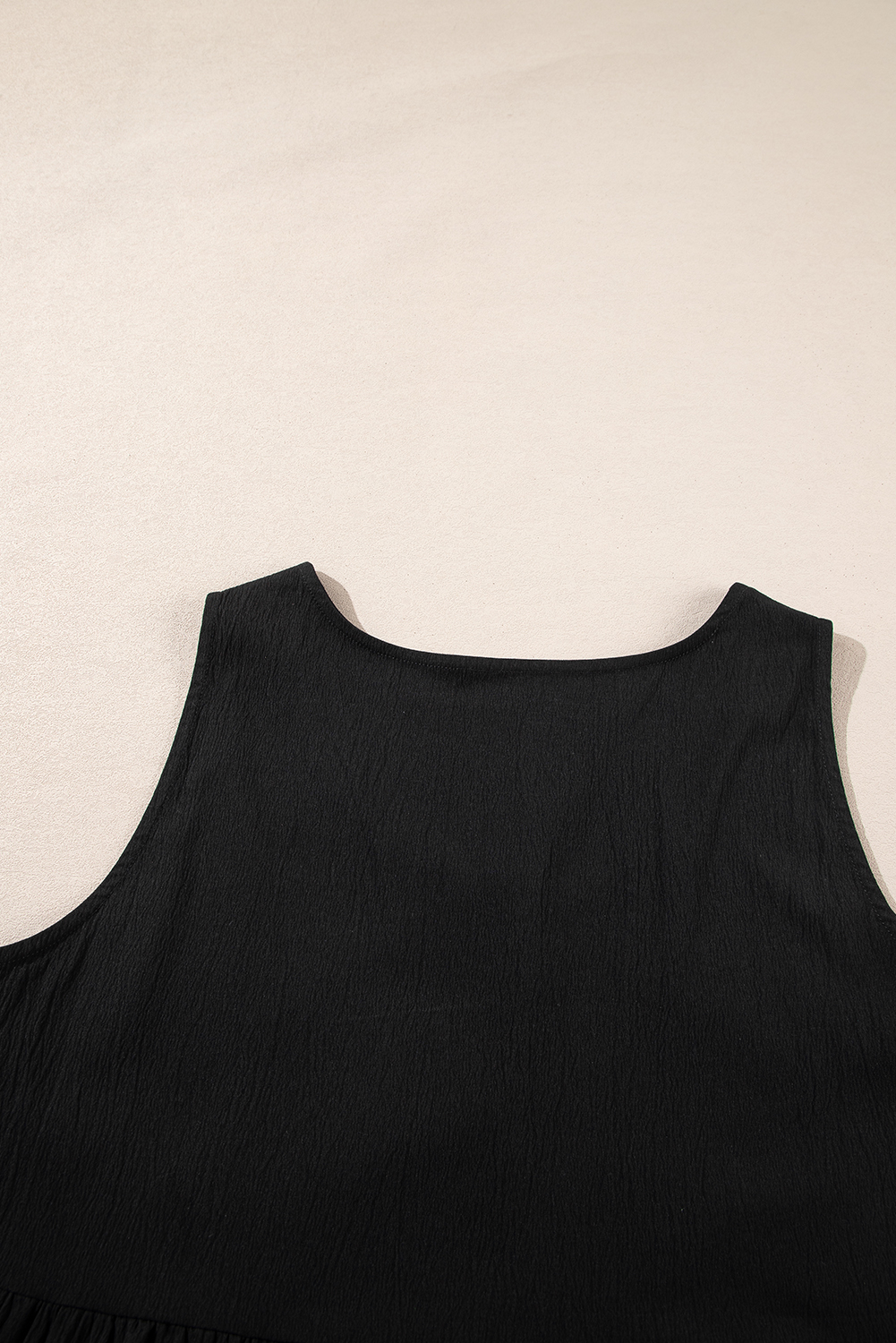 Plus Size Black  Sleeveless Button Front Loose Jumpsuit