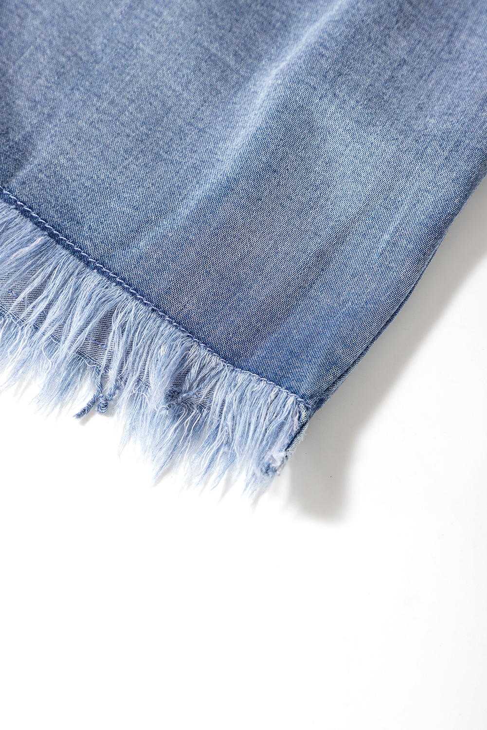 Plus Size Dusk Blue Raw Hem Lace-up High Waist  Denim Shorts