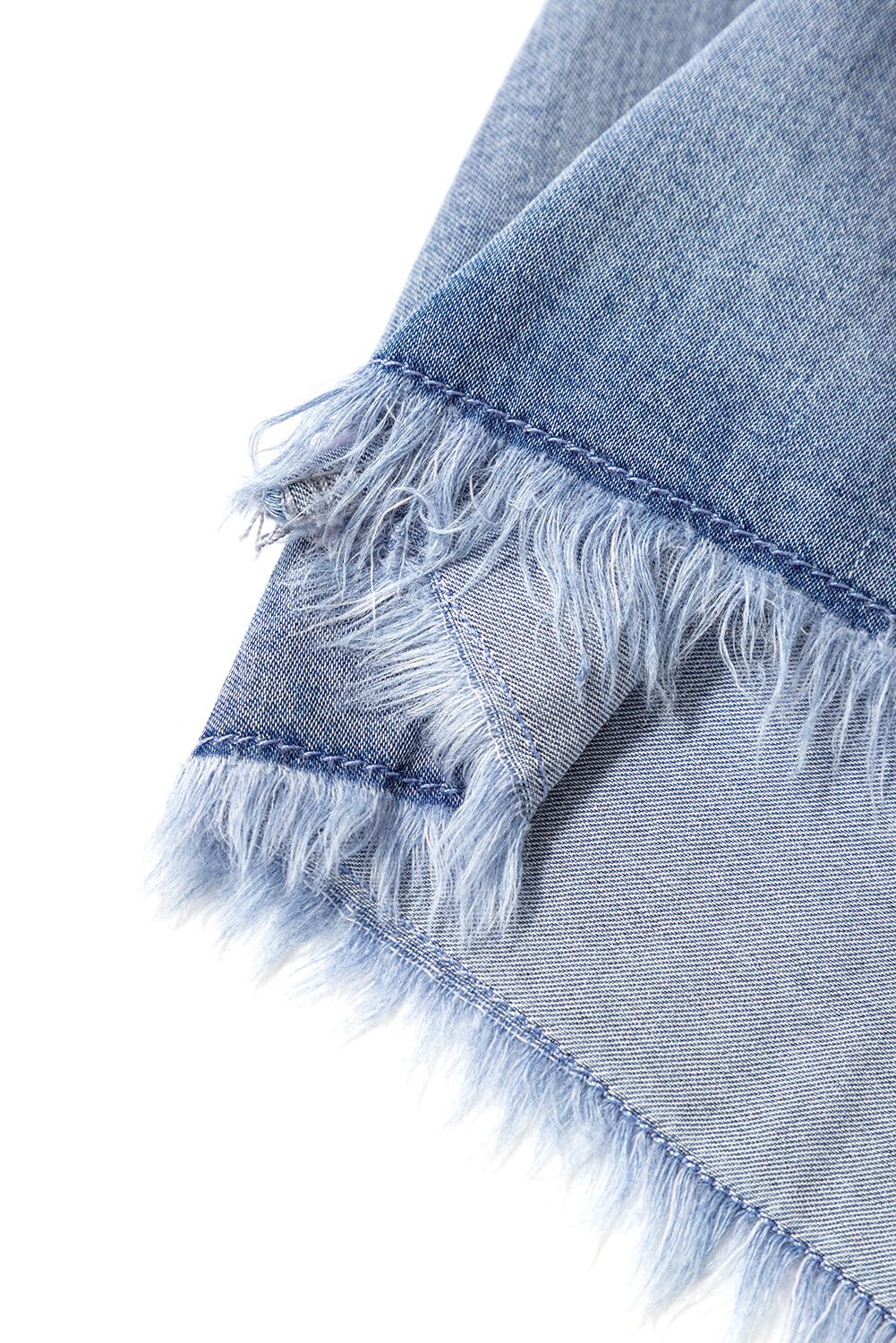 Plus Size Dusk Blue Raw Hem Lace-up High Waist  Denim Shorts