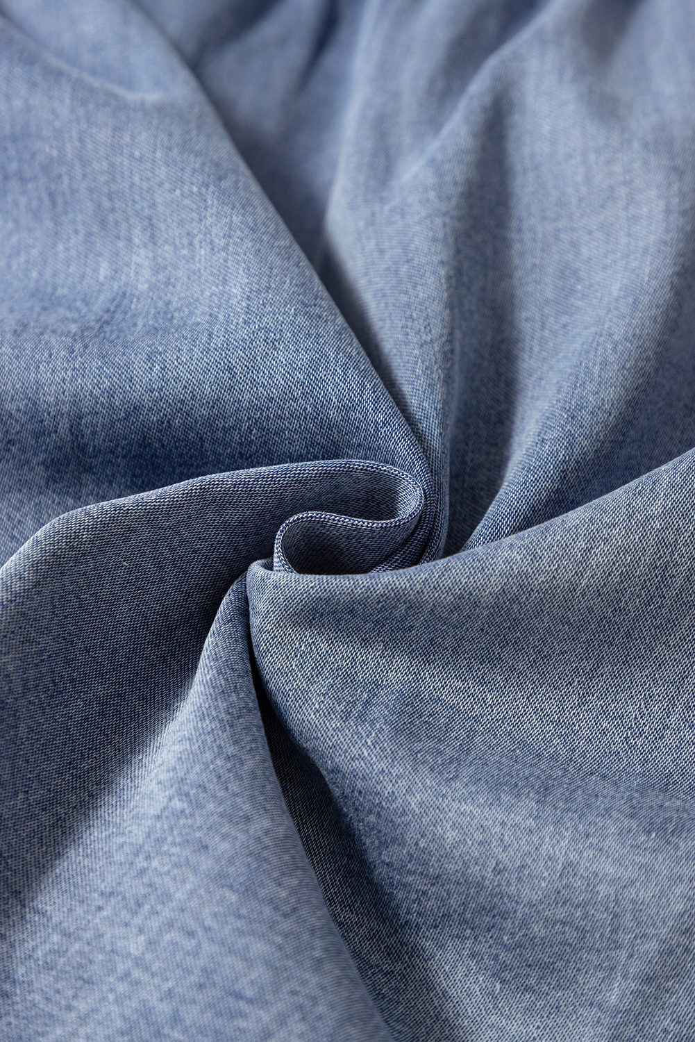 Plus Size Dusk Blue Raw Hem Lace-up High Waist  Denim Shorts