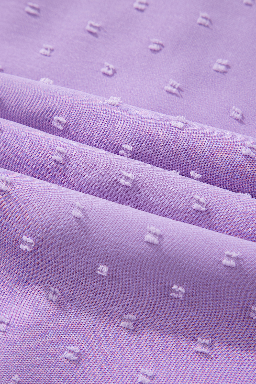 Plus Size Wisteria Swiss Dot Smocked Frilled Neckline Short Sleeve  Dress