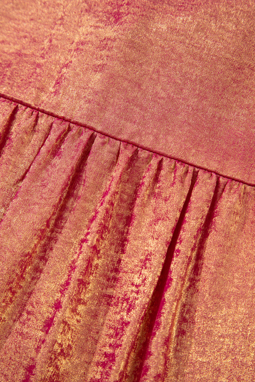 Plus Size Rose Red  Metallic Sheen Short Sleeve Button Up Shirt