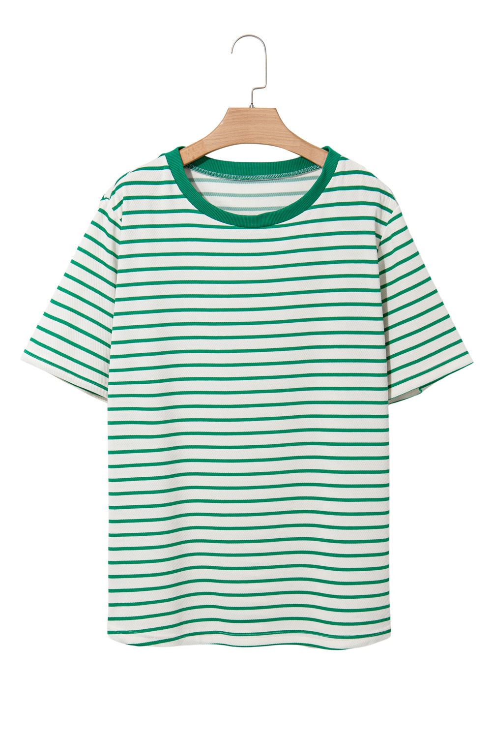Plus Size Green Stripe  St Patricks Day Round Neck T Shirt