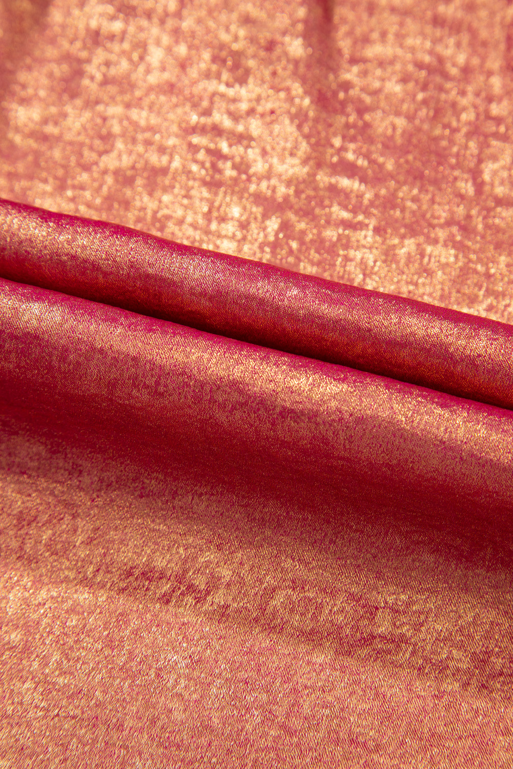 Plus Size Rose Red  Metallic Sheen Short Sleeve Button Up Shirt