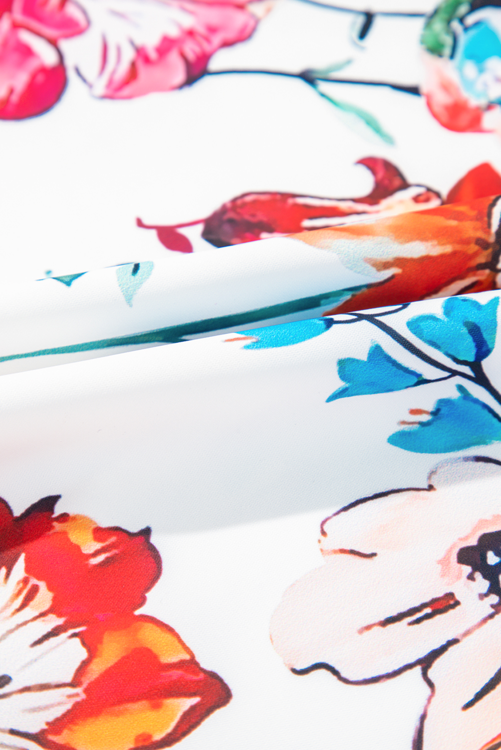 Plus Size White Floral Square Neck Puff Sleeve Flowy  Midi Dress