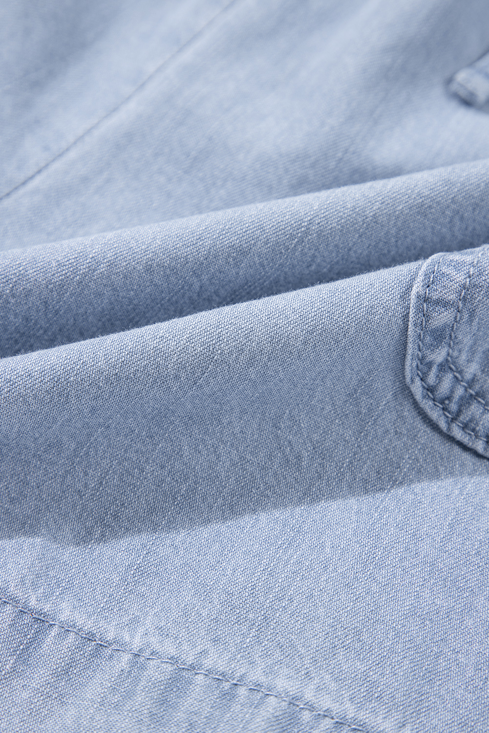 Plus Size Beau Blue Pocketed Drawstring High Waist  Denim Shorts