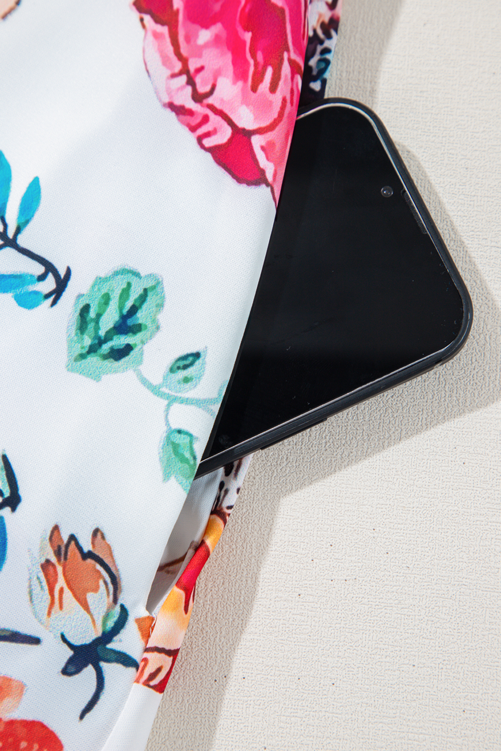 Plus Size White Floral Square Neck Puff Sleeve Flowy  Midi Dress