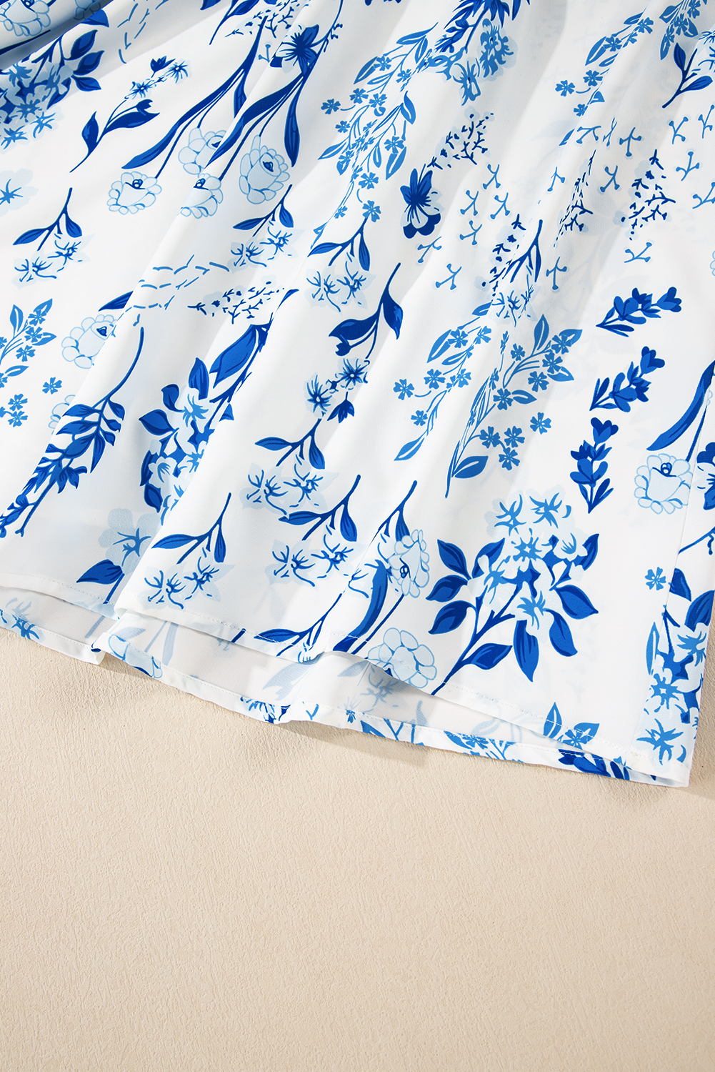 Plus Size Sky Blue Floral Print Sweetheart Neck  Midi Dress