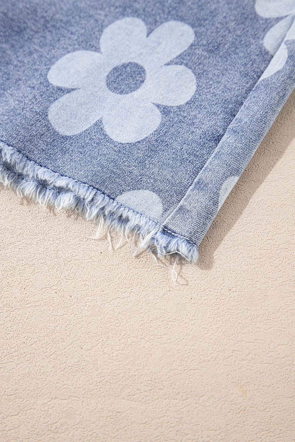 Plus Size Ashleigh Blue Floral Pattern High Waist Raw Hem  Denim Shorts