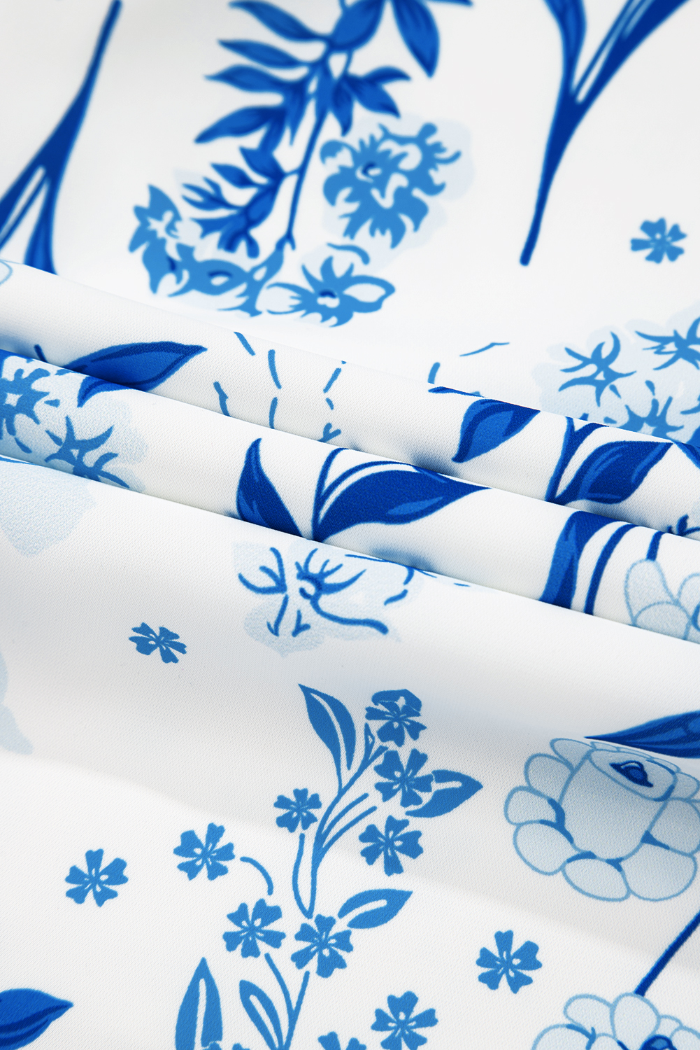 Plus Size Sky Blue Floral Print Sweetheart Neck  Midi Dress